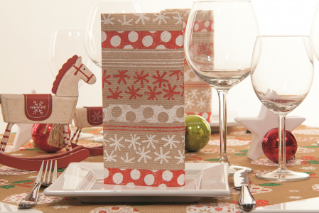 Produse - Servetele de masa festive Linclass pentru iarna/ Craciun - Berit (fulgi de zapada) / 40 x 40 cm / 50 buc