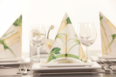 Servetele FESTIVE - TEMATICA CULINARA - Servetele de masa festive Linclass - Asparagus (sparanghel)  / 40 x 40 cm / 50 buc