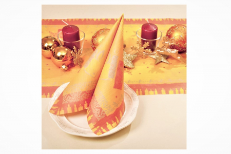 Servetele de masa festive Linclass - Candle (fundal portocaliu) / 40 x 40 cm / 50 buc [1]
