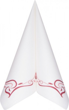 Servetele 40 x 40 cm - Servetele de masa festive Linclass - Colour Line (albe, contur bordeaux-roz) / 40 x 40 cm / 50 buc