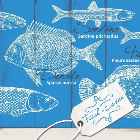 Servetele festive - TEMATICA MARINA - PESCARESTI - Servetele de masa festive Linclass - Fisch-Essen (pesti) / 40 x 40 cm / 50 buc