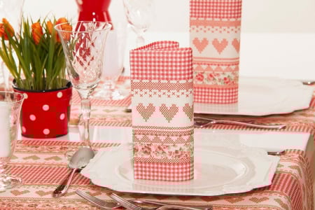 Servetele festive - FLORI - Servetele festive Linclass - Mathilda (inimioare) / 40 x 40 cm / 50 buc