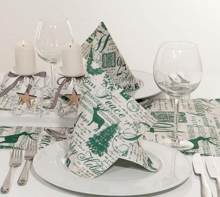 Produse - Servetele de masa festive Linclass pentru Craciun/Revelion - Happy Holiday / 40 x 40 cm / 50 buc