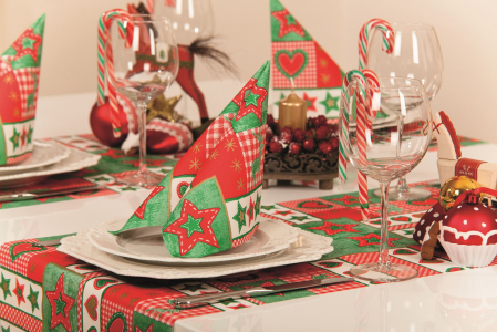 Produse - decor masa craciun rosu verde