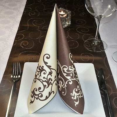 Servetele de masa festive Linclass - Pomp (crem-mocca) / 40 x 40 cm / 50 buc [10]
