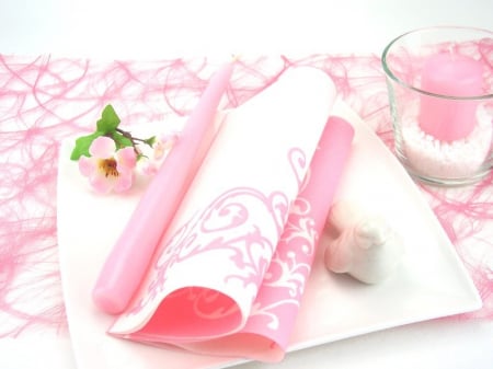 Servetele de masa festive Linclass - Pomp (Roz-Alb) / 40 x 40 cm / 50 buc [10]