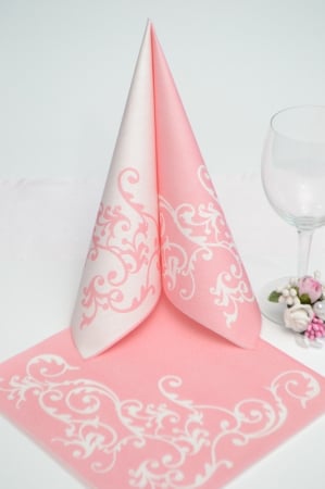 Servetele de masa festive Linclass - Pomp (Roz-Alb) / 40 x 40 cm / 50 buc [9]