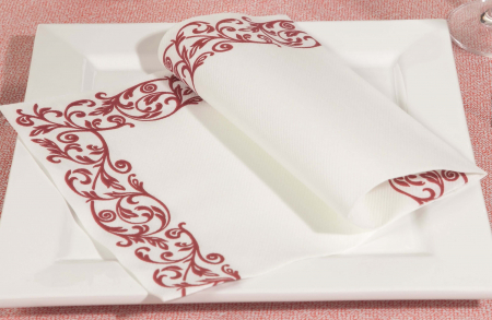 Servetele de masa festive Linclass - Rob (contur bordeaux) / 40 x 40 cm / 50 buc [3]