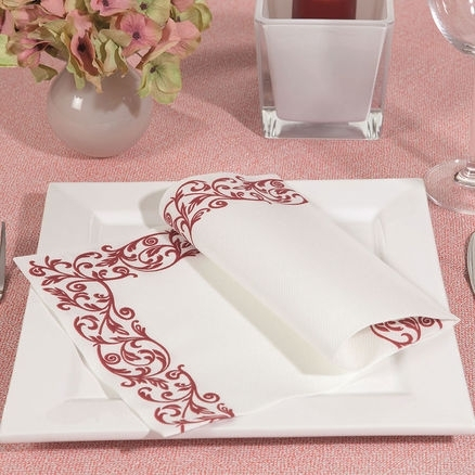 Servetele de masa festive Linclass - Rob (contur bordeaux) / 40 x 40 cm / 50 buc [1]