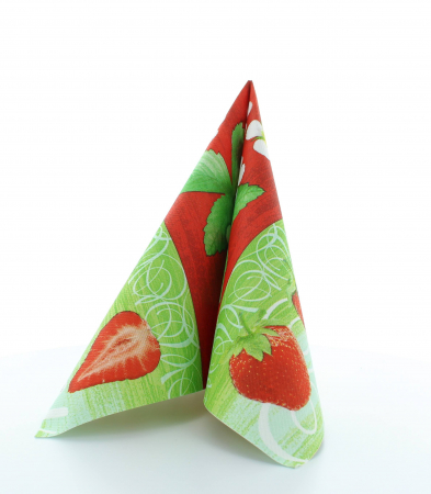 LICHIDARI STOC - Servetele de masa festive Linclass - Strawberry (capsuni) / 40 x 40 cm / 50 buc