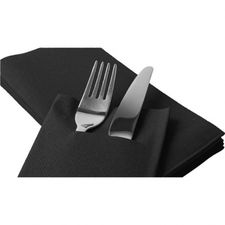 Servetele cu BUZUNAR pentru tacamuri Linclass Light - Negru / 40 x 40 cm / 75 buc [1]