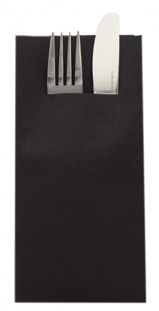 Servetele BUZUNAR tacamuri - Servetele cu BUZUNAR pentru tacamuri Linclass - Negru / 40 x 40 cm / 75 buc