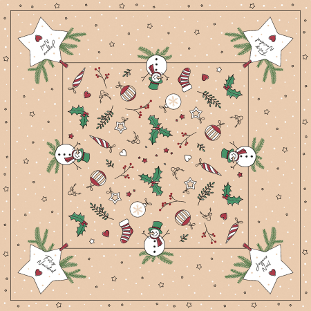 Fete de masa pentru Craciun - La comanda - 
Fata de masa de Craciun Linclass - Snowman / 80 × 80 cm / 20 buc