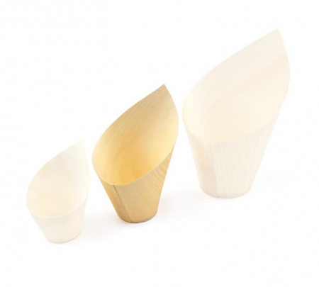 VESELA PREMIUM UNICA FOLOSINTA - Cupe midi, oblice, din fasii de lemn (FSC®) pentru aperitive, 110 ml, Ø 36 x h110/50 mm, 40 buc
