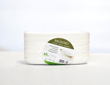Mini-platouri biodegradabile din pulpa de trestie de zahar, 210 x 80 x h20 mm, 40 buc [2]