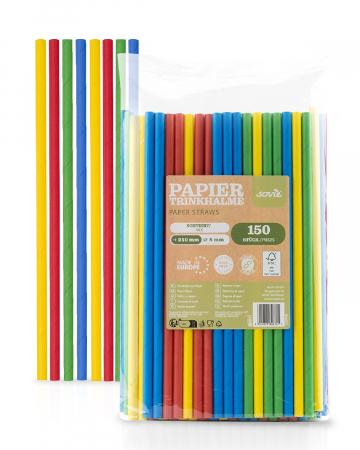 VESELA PREMIUM UNICA FOLOSINTA - Paie din hartie diverse culori, 8 mm x 25 cm, 150 buc