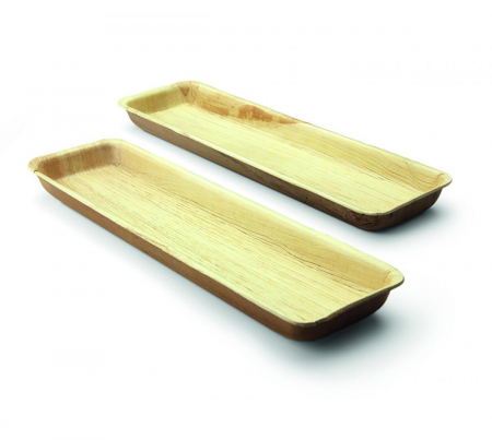 Platouri catering dreptunghiulare, biodegradabile, din scoarta de palmier, 330 x 90 x h25 mm, 10 buc [1]