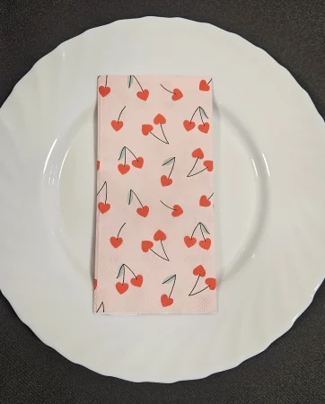 SEMI PALET Servetele de masa 3 straturi, Tissue - Cherry Love, 33 x 33 cm, pliate 1/8, 7200 bucati [1]