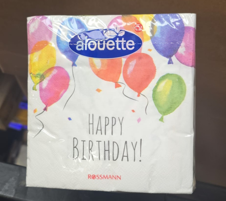 Produse - SEMI PALET Servetele de masa 3 straturi, Tissue - Happy Birthday, 33 x 33 cm, pliate 1/8, 7000 bucati - Mank