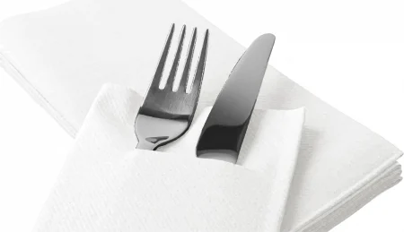 Linclass, HIGH QUALITY - Servetele cu BUZUNAR pentru tacamuri - Linclass Albe / 40 x 40 cm / 75 buc