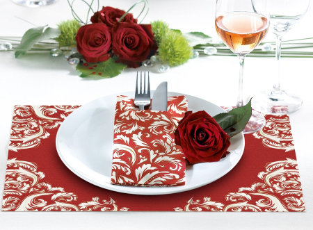 Linclass, HIGH QUALITY - Servetele cu BUZUNAR pentru tacamuri Linclass - Cascade (Bordo) / 40 x 40 cm / 75 buc