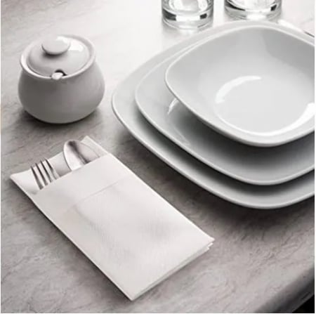 DECOR IARNA - Servetele cu BUZUNAR pentru tacamuri Linclass cu manseta - Alb / 40 x 40 cm / 50 buc