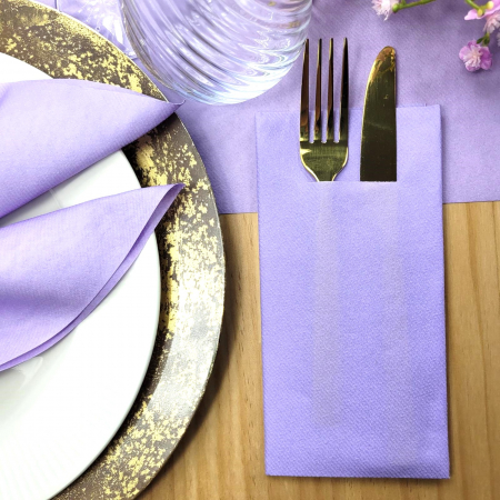 DECOR ANIVERSARI COPII - Servetele cu BUZUNAR pentru tacamuri - Linclass Lila / 40 x 40 cm / 100 buc