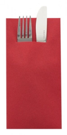 Linclass, HIGH QUALITY - Servetele cu BUZUNAR pentru tacamuri, Linclass Red (rosu) / 40 x 40 cm / 75 buc