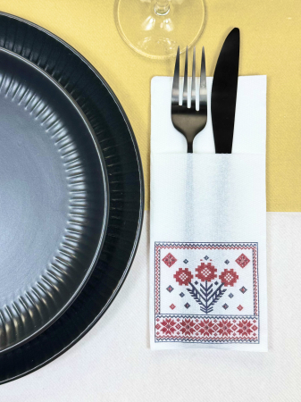 Servetele cu BUZUNAR pentru tacamuri - Softpoint (model traditional romanesc) / 33 x 40 cm / 50 buc [1]