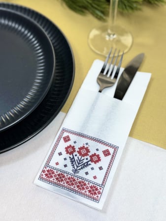 DECOR EVENIMENTE CORPORATE - Servetele cu BUZUNAR pentru tacamuri - Softpoint (model traditional romanesc) / 33 x 40 cm / 50 buc