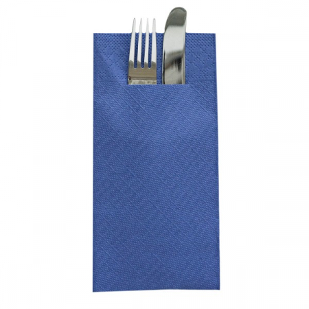 DECOR ZIUA ROMANIEI - Servetele cu BUZUNAR pentru tacamuri - Tissue Deluxe Blue (Albastru inchis) / 40 x 40 cm / 75 buc