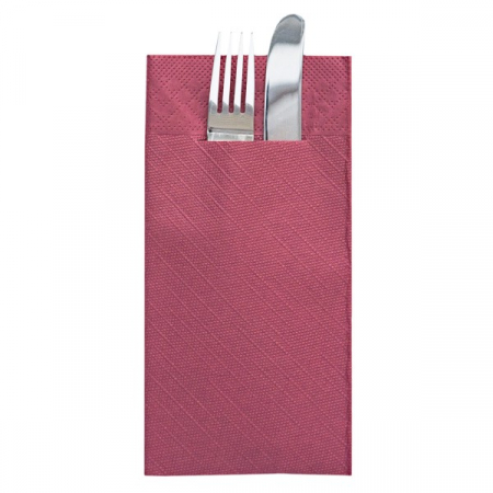Servetele cu BUZUNAR pentru tacamuri - Tissue Deluxe (Bordo) / 40 x 40 cm / 75 buc [1]