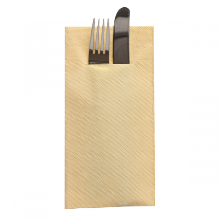 Servetele BUZUNAR tacamuri - Servetele cu BUZUNAR pentru tacamuri - Tissue Deluxe Ivory (Crem deschis) / 40 x 40 cm / 75 buc