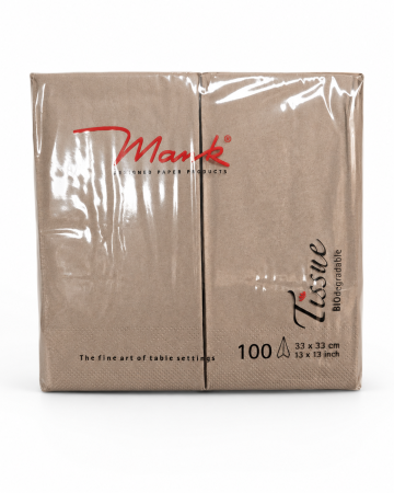 Servetele de masa 3 straturi Tissue - Beige Grey (Grej), 33 x 33 cm, pliate 1/8, 100 buc