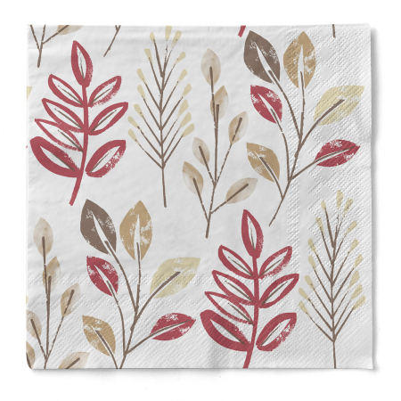 Servetele de masa, 3 straturi, IMPRIMEU - Servetele de masa 3 straturi, Tissue - Cedrik (frunze) / 40 x 40 cm / 100 buc