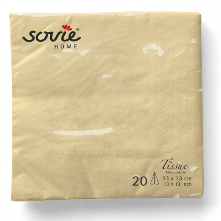 Servetele de masa 3 straturi, Tissue - Crem / 33 x 33 cm / 20 buc [1]