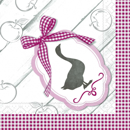 DECOR ANIVERSARI COPII - Servetele de masa, 3 straturi, Tissue - Ganse (imprimeu gasca) / 40 x 40 cm / 100 buc