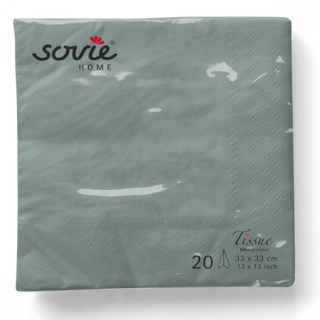 Servetele de masa 3 straturi, Tissue - Grey (gri) / 33 x 33 cm / 20 buc [2]