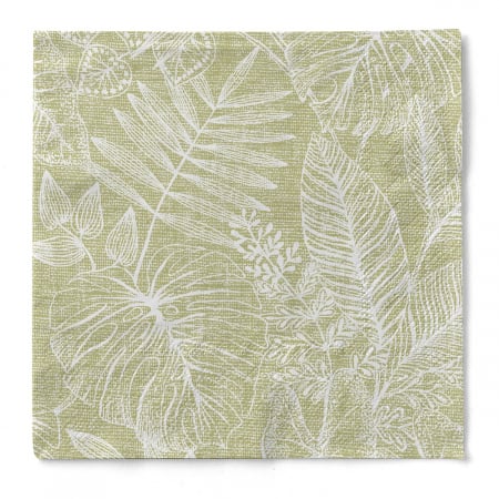 Servetele de masa, 3 straturi - Servetele de masa 3 straturi, Tissue - Kona verde oliv (imprimeu vegetal) / 40 x 40 cm / 100 buc