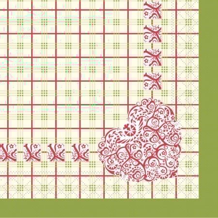 Servetele de masa 3 straturi, Tissue - Meg (carouri si inimioara) / 40 x 40 cm / 100 buc [1]
