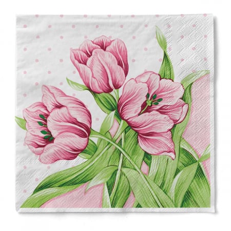 DECOR ROZ - Servetele de masa 3 straturi Tissue - Elsa, 33 x 33 cm, 100 buc