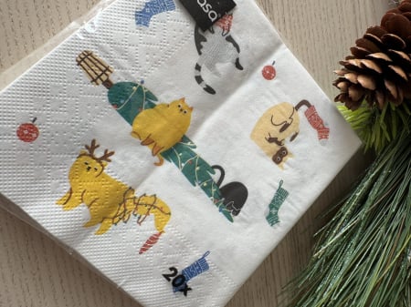 Servetele de masa, 3 straturi - Servetele de masa 3 straturi Tissue - X-Mas Funcats (pisici), 25 x 25 cm, 20 buc