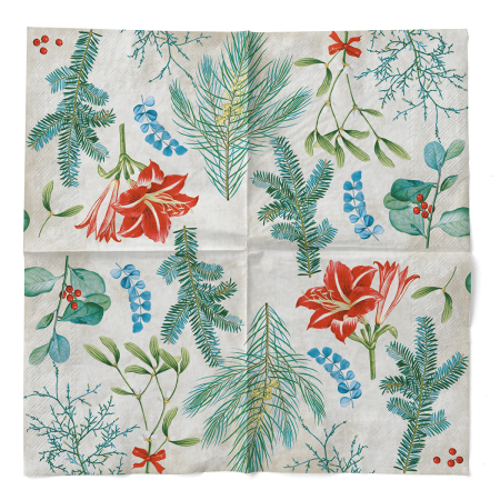 Servetele de masa de Craciun, 3 straturi, Tissue - Amaryllis / 40 x 40 cm / 100 buc [2]