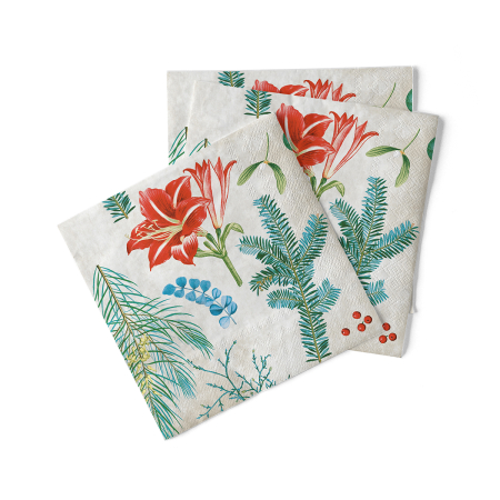 Servetele tissue 40 x 40 pentru Craciun - La comanda - Servetele de masa de Craciun, 3 straturi, Tissue - Amaryllis / 40 x 40 cm / 100 buc
