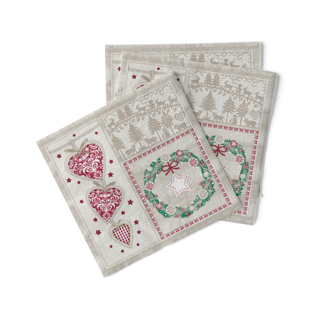 Servetele tissue 33 x 33 pentru Craciun - La comanda - Servetele de masa de Craciun, 3 straturi, Tissue - Benita / 33 x 33 cm / 100 buc