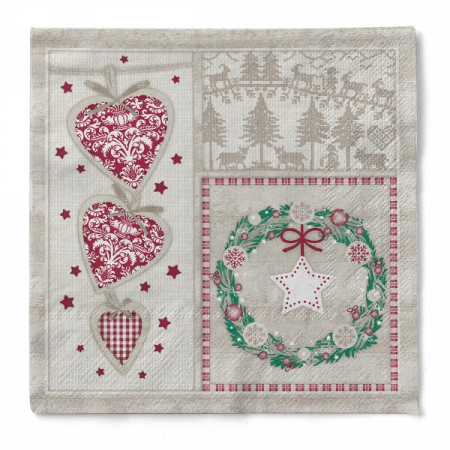 Produse - Servetele de masa de Craciun, 3 straturi, Tissue - Benita / 40 x 40 cm / 100 buc
