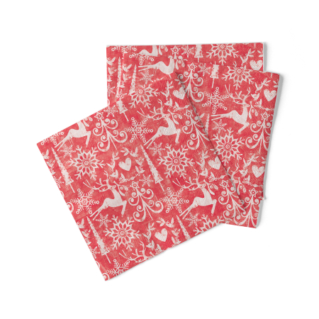 Servetele tissue 40 x 40 pentru Craciun - La comanda - Servetele de masa de Craciun, 3 straturi, Tissue - Bob rot / red / 40 x 40 cm / 100 buc