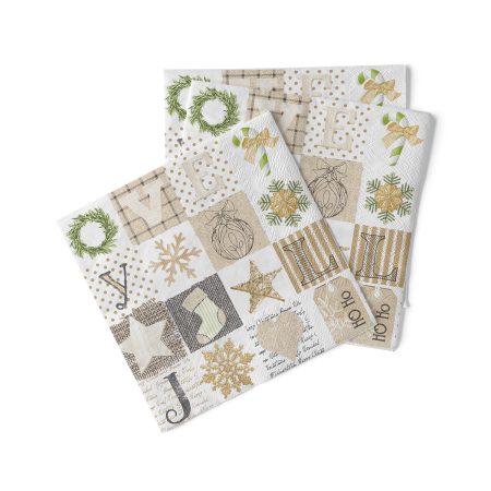 Servetele tissue 33 x 33 pentru Craciun - La comanda - Servetele de masa de Craciun, 3 straturi, Tissue - Candy / 33 x 33 cm / 100 buc