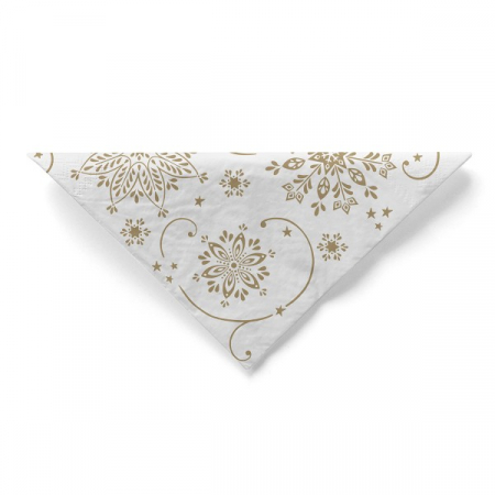Servetele de masa de Craciun, 3 straturi, Tissue - Cristal (alb-auriu) / 33 x 33 cm / 100 buc [3]