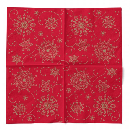 Servetele de masa de Craciun, 3 straturi, Tissue - Cristal (rosu-auriu) / 40 x 40 cm / 100 buc [2]